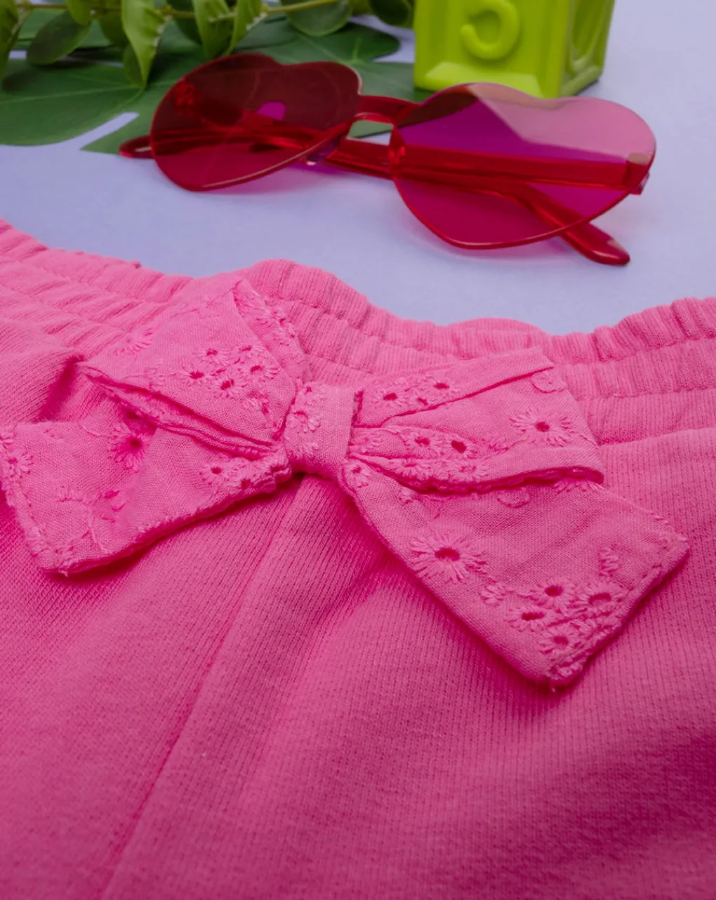 Prenatal Jeans Pantaloni E Salopette-Shorts Fucsia Bimba Con Sangallo