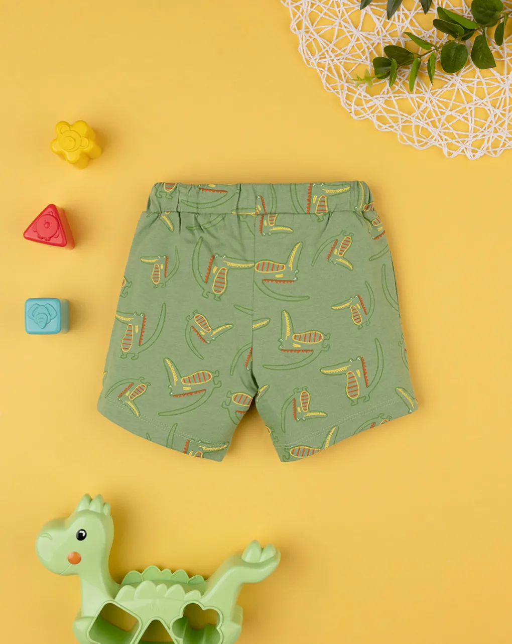 Prenatal Jeans Pantaloni E Salopette-Shorts Jersey Bimbo "Dinosauro” Verde