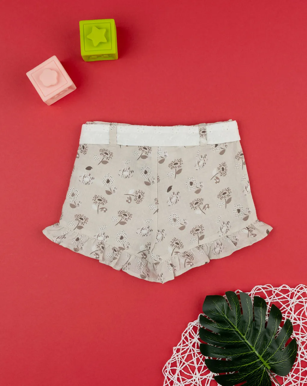 Prenatal Jeans Pantaloni E Salopette-Shorts Lino Bimba Beige
