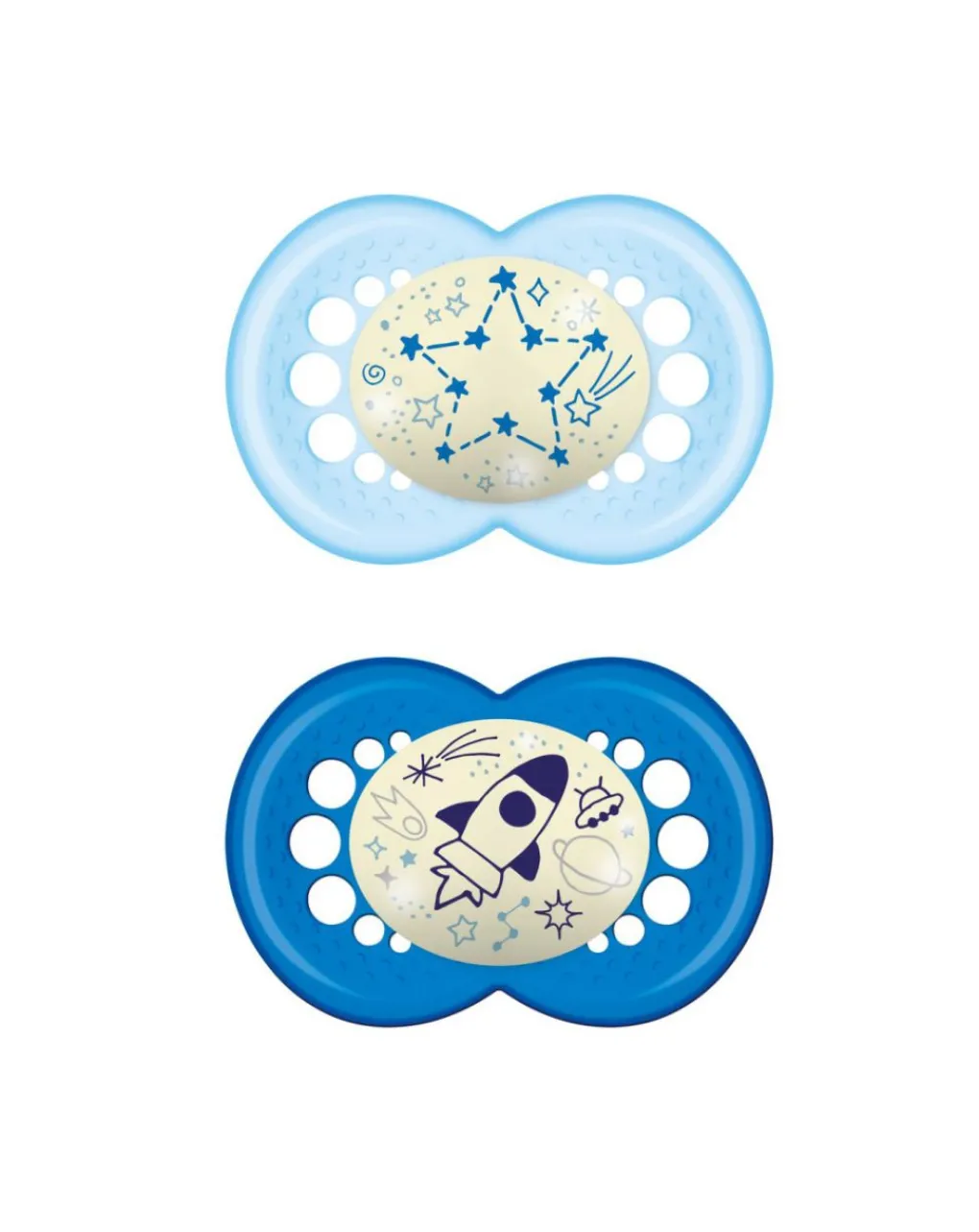 Mam Succhietti-Succhietti Original Night 16+ Caucciu Conf. Doppia Luna/Stelle Azzurro