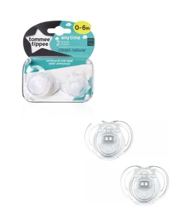 Tommee Tippee Succhietti-Succhietto Any Time 0-6 Mesi Silicone 2 Pezzi