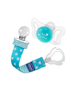 Chicco Succhietti-Succhietto In Silicone Micro + Clip 0-2 Mesi Azzurro