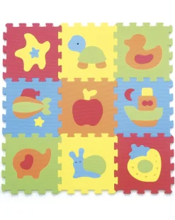 Baby Smile Palestrine E Tappeti Gioco-Tappeto Puzzle Animali 9Pcs