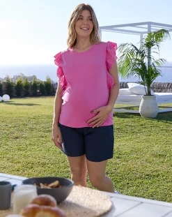Prenatal Magliette E T Shirt-Top Premaman Allattamento Fucsia Con Ruches