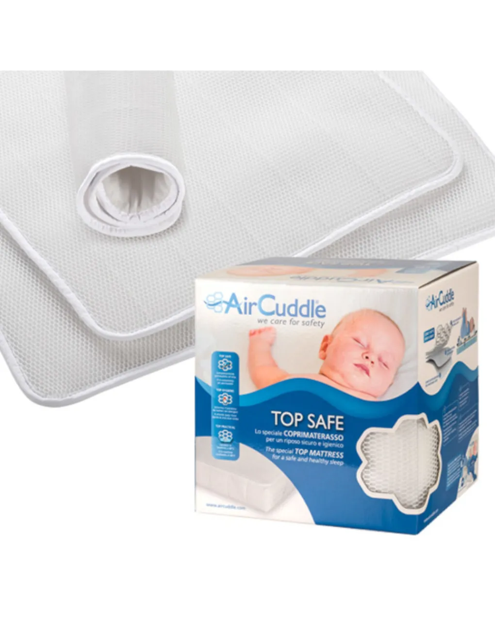 AirCuddle Lenzuola E Trapunte-Top Safe Coprimaterasso 3 Strati Traspirante Per Lettino 60 Cm X 125 Cm