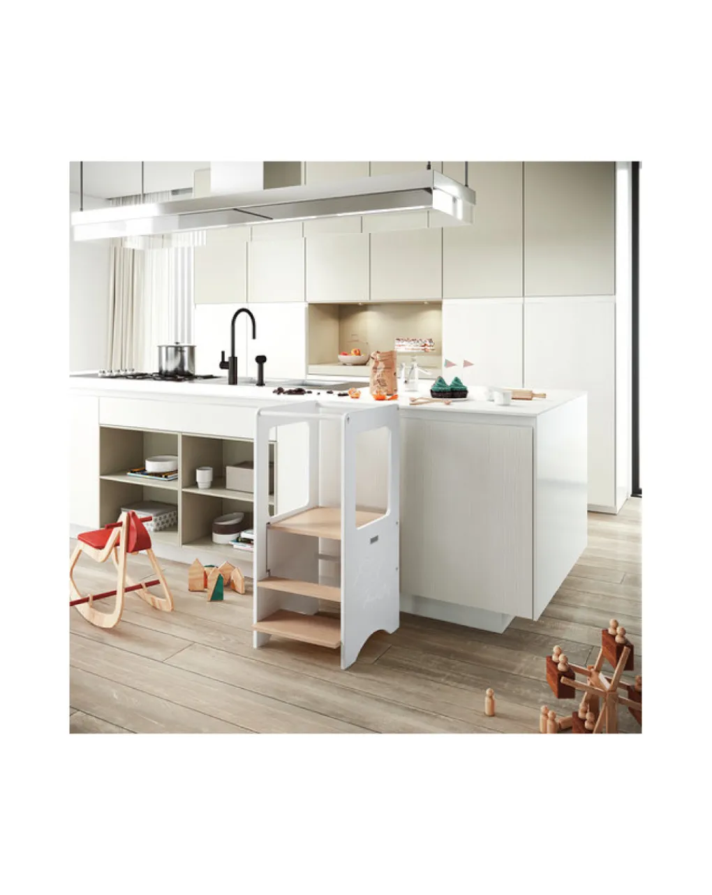 Micuna Armadi-Torretta Montessori Minichef - Colore Naturale/Bianco -