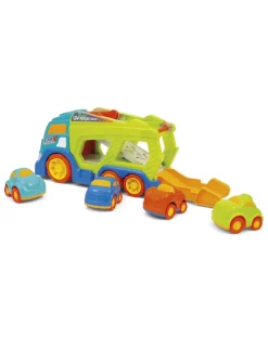 Baby Smile Giochi Primi Mesi-Transporter Truck Suoni E 4 Auto Incluse -