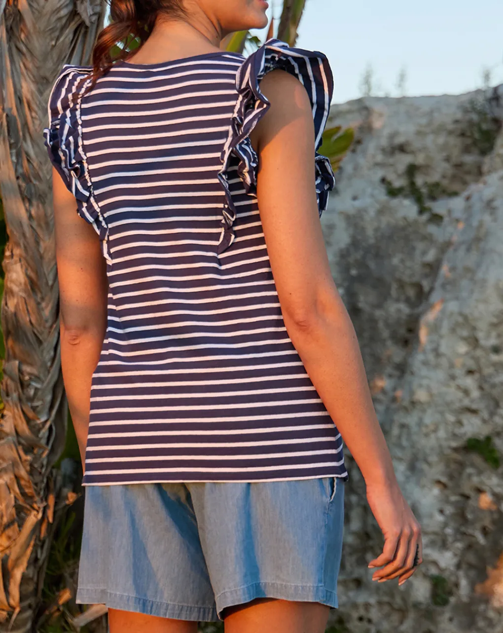 Prenatal T Shirt Allattamento-T-Shirt Allattamento A Righe Blu E Bianche