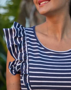 Prenatal T Shirt Allattamento-T-Shirt Allattamento A Righe Blu E Bianche