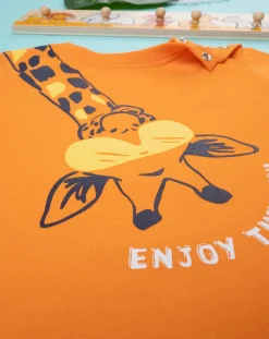 Prenatal Magliette Camicie E Body-T-Shirt Bambino Arancione Con Stampa Giraffa