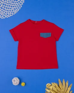 Prenatal Magliette Camicie E Body-T-Shirt Bambino Maniche Corte Taschino Chambray