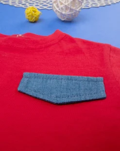 Prenatal Magliette Camicie E Body-T-Shirt Bambino Maniche Corte Taschino Chambray