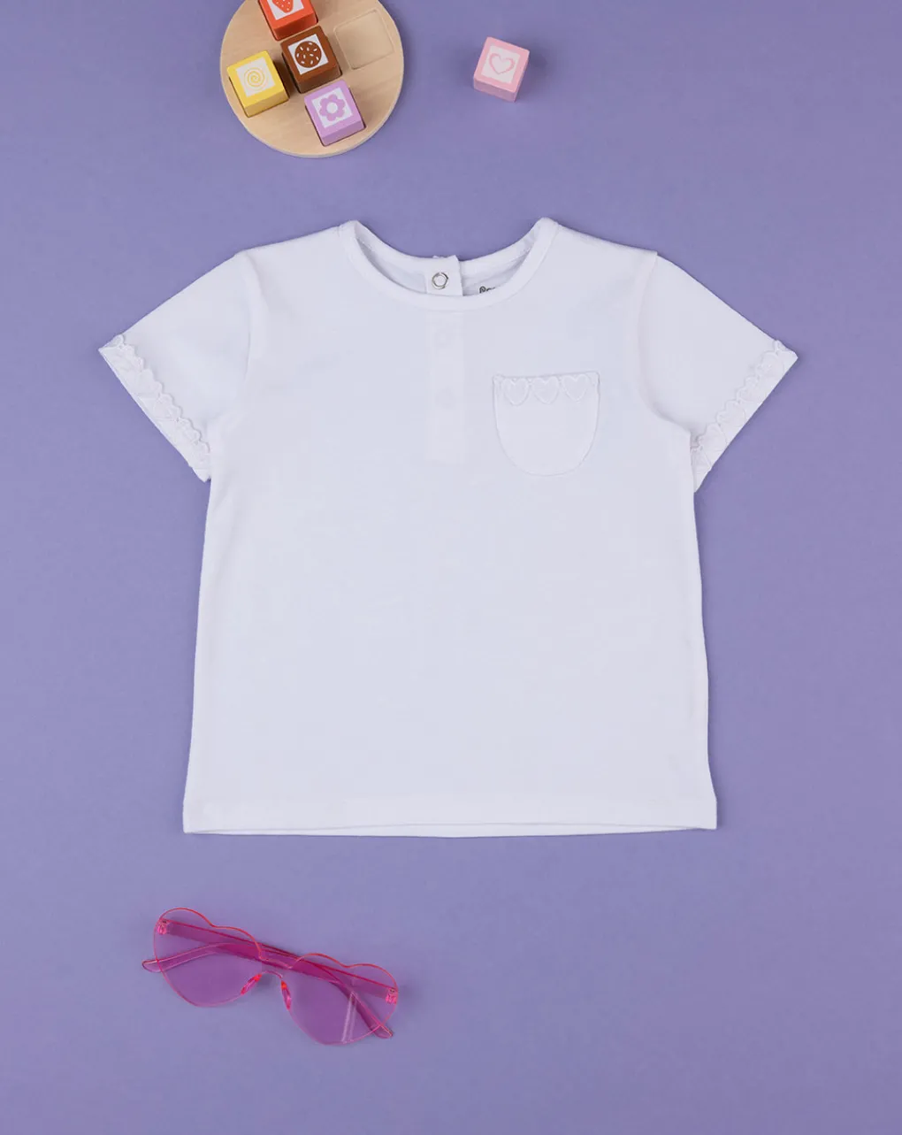 Prenatal Magliette Camicie E Body-T-Shirt Bianca Bimba Manica Corte Passamaneria