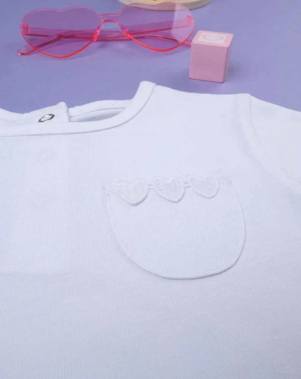 Prenatal Magliette Camicie E Body-T-Shirt Bianca Bimba Manica Corte Passamaneria