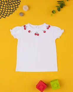 Prenatal Magliette Camicie E Body-T-Shirt Bimba Bianca "Ciliegie”