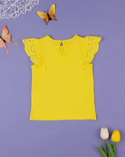 Prenatal Magliette Camicie E Body-T-Shirt Bimba Gialla Maniche Sangallo