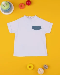 Prenatal Magliette Camicie E Body-T-Shirt Bimbo Bianca Con Taschino