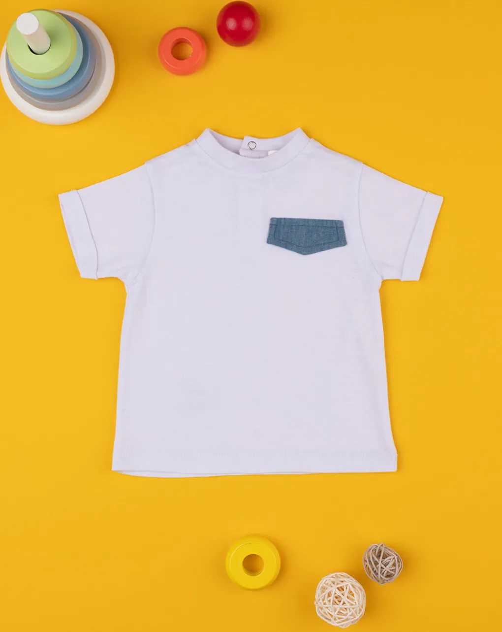Prenatal Magliette Camicie E Body-T-Shirt Bimbo Bianca Con Taschino