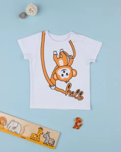 Prenatal Magliette Camicie E Body-T-Shirt Bimbo Bianca/Arancione