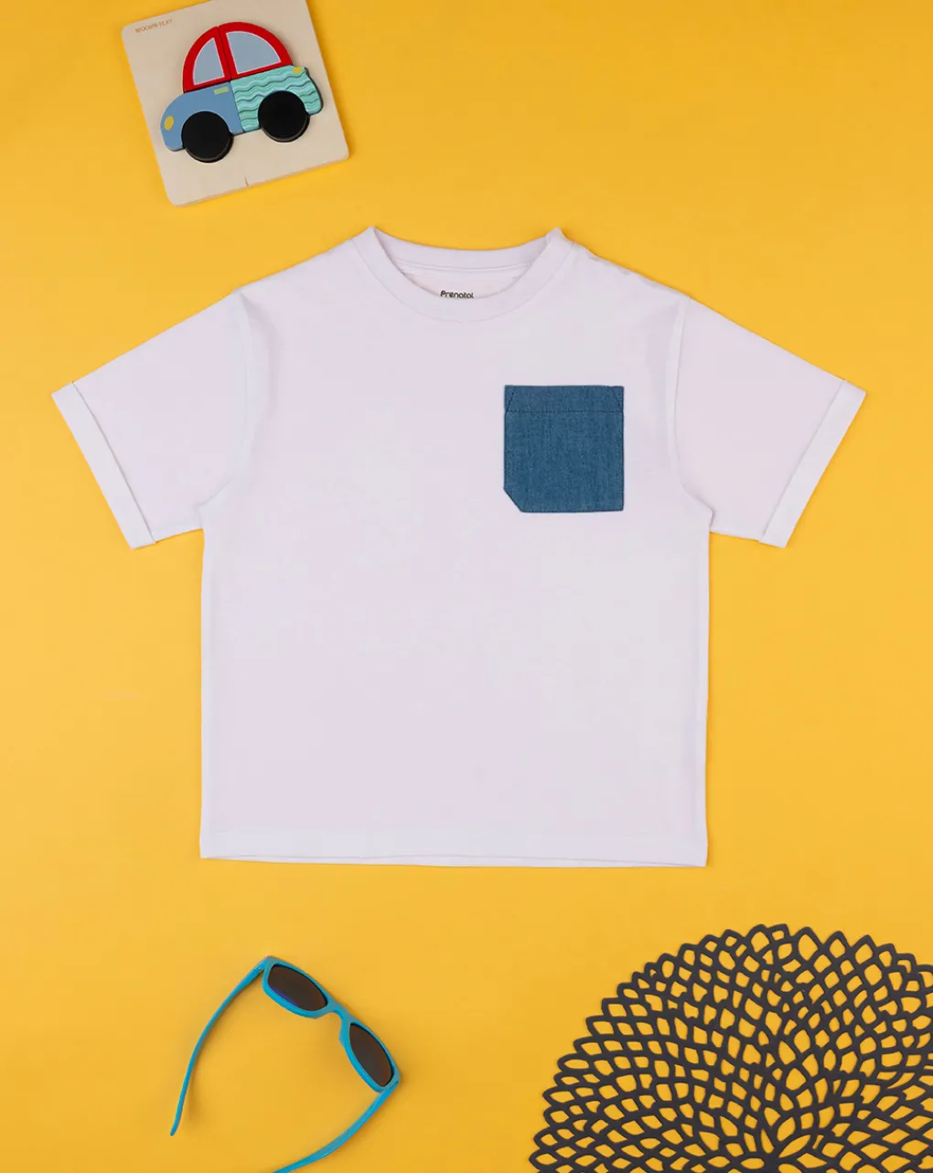 Prenatal Magliette E Camicie-T-Shirt Bimbo Bianco Con Taschino