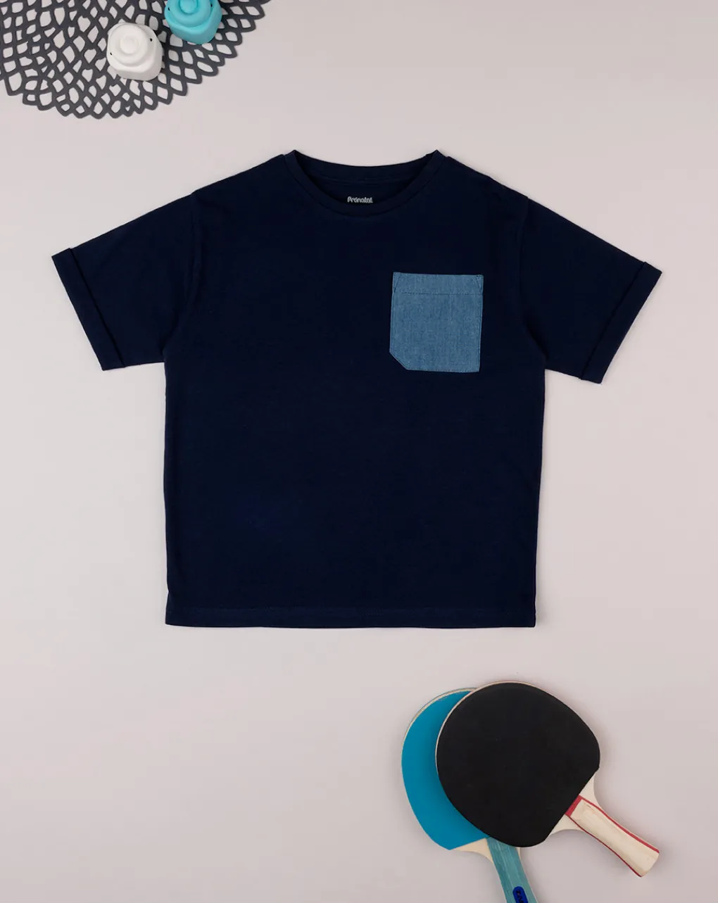Prenatal Magliette E Camicie-T-Shirt Bimbo Blu Fake Taschino