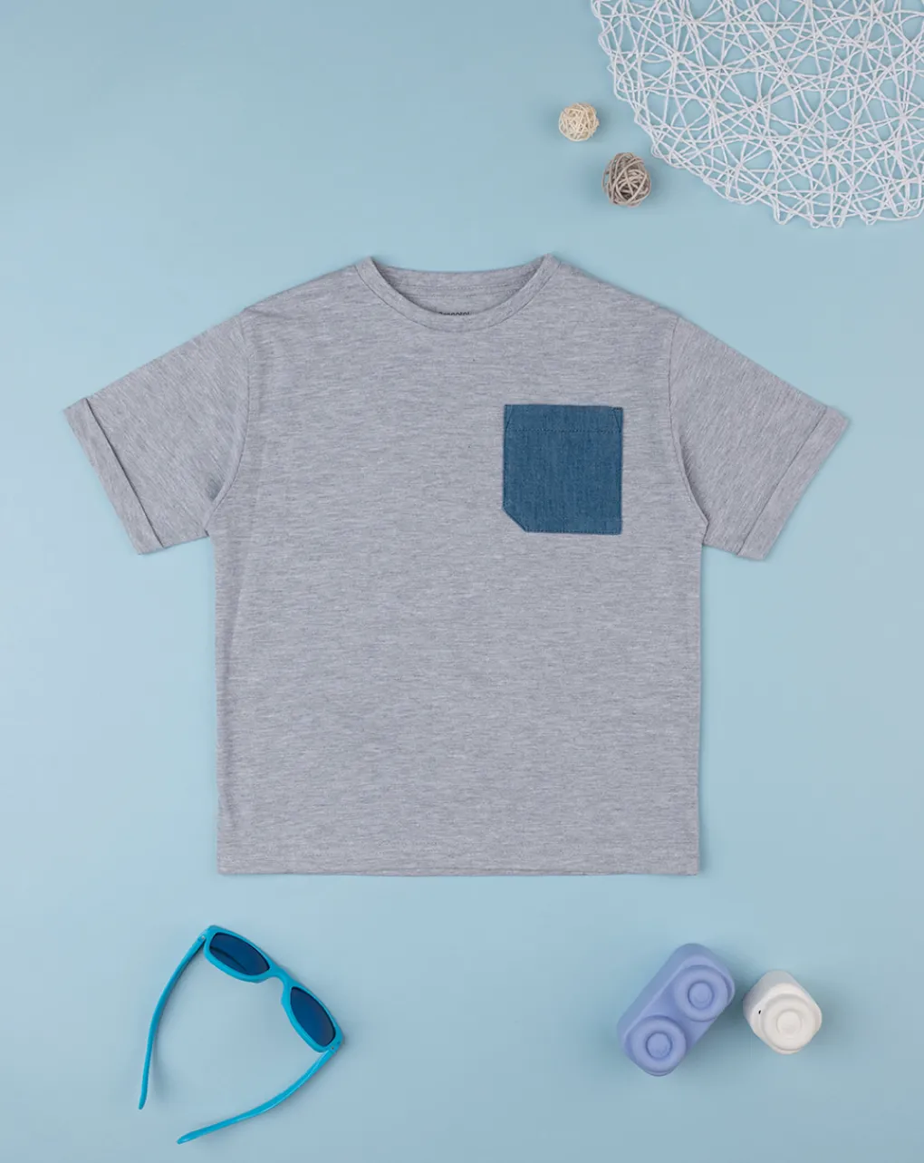 Prenatal Magliette E Camicie-T-Shirt Bimbo Grigia Con Taschino
