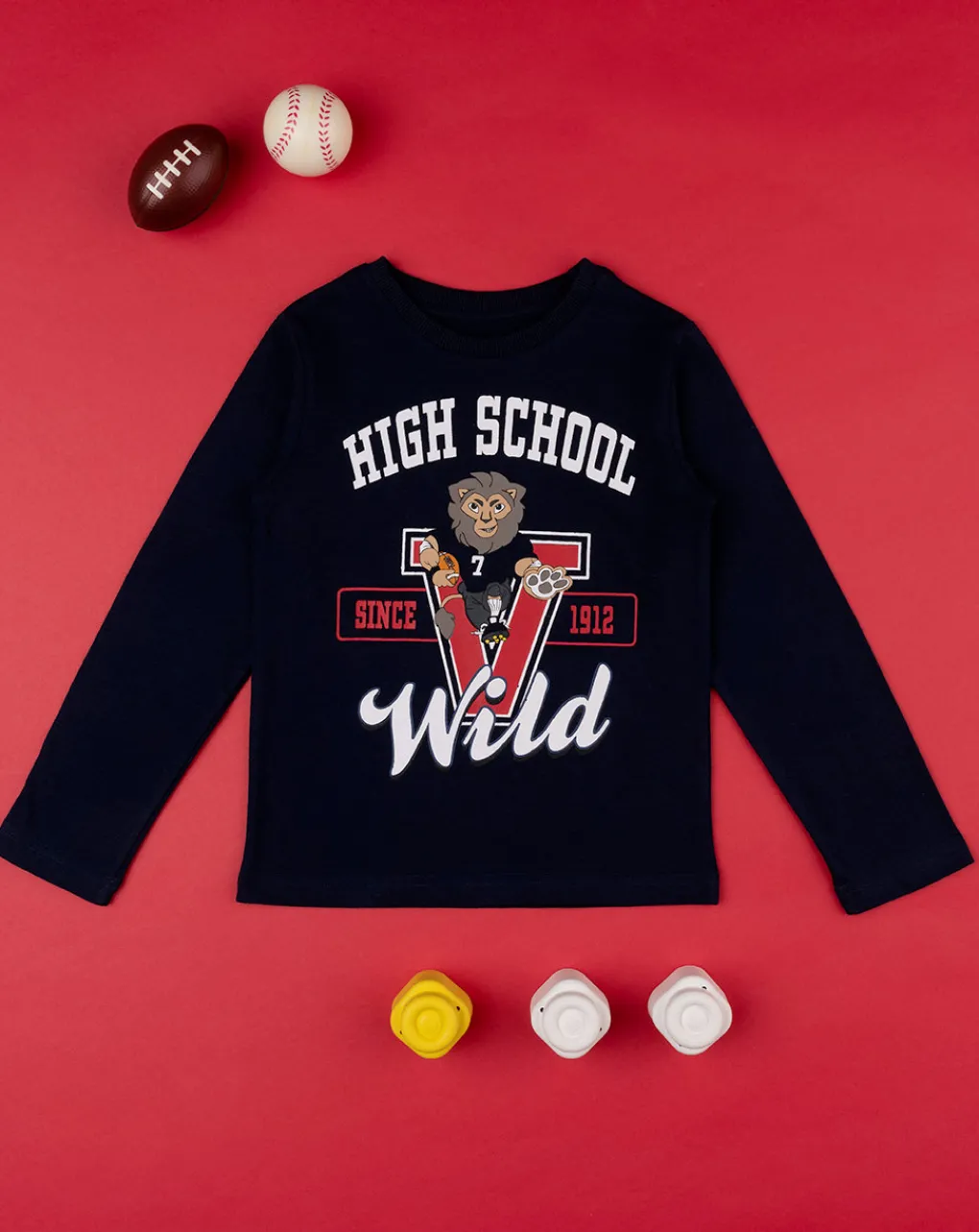 Prenatal Magliette E Camicie-T-Shirt Bimbo "High School” Nera/Rossa