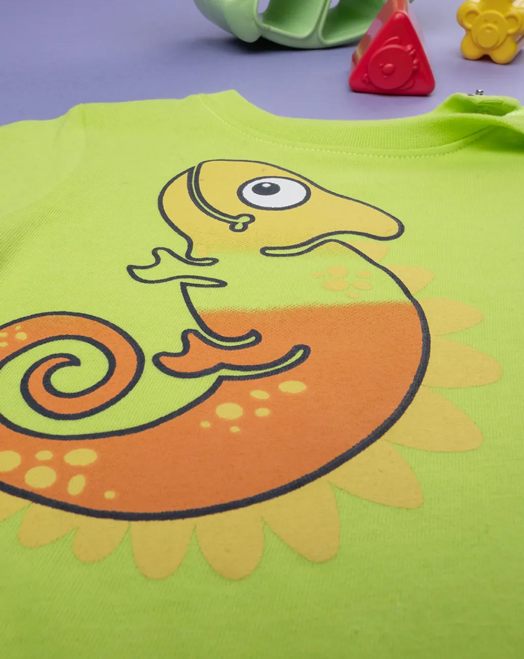 Prenatal Magliette Camicie E Body-T-Shirt Bimbo Mezza Manica Verde Con Stampa Camaleonte