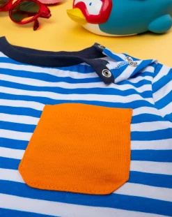 Prenatal Magliette Camicie E Body-T-Shirt Bimbo Rigata Bianca/Blu