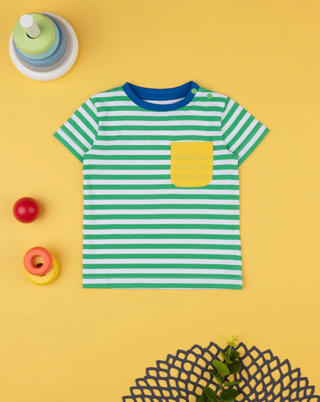 Prenatal Magliette Camicie E Body-T-Shirt Bimbo Rigata Bianco/Verde
