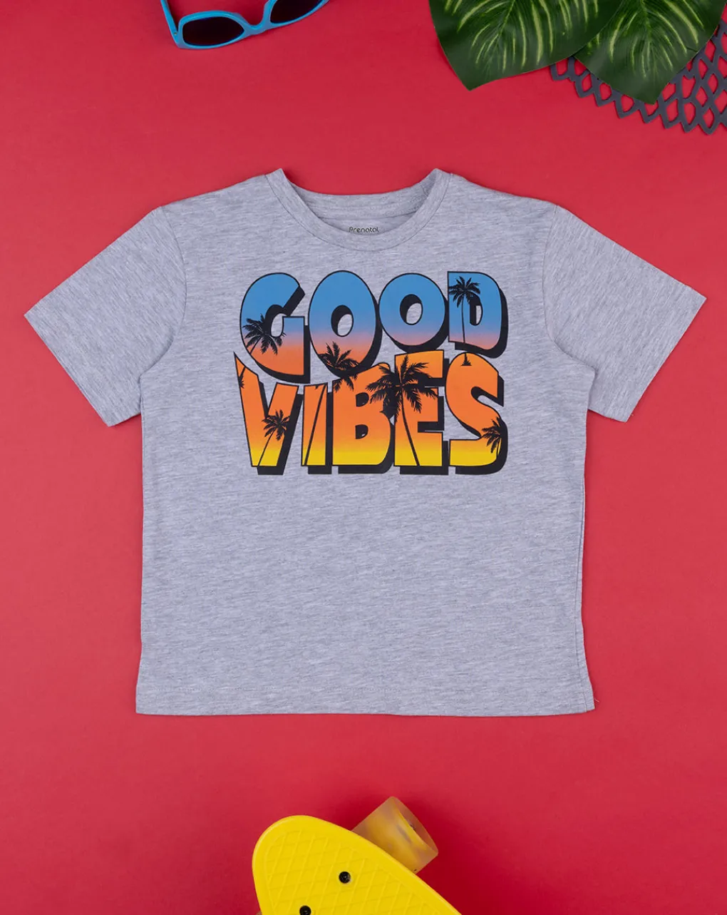 Prenatal Magliette E Camicie-T-Shirt Grigia Maniche Corte Bambino "Good Vibes”