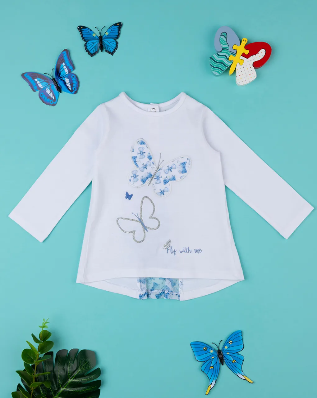 Prenatal Magliette Camicie E Body-T-Shirt Maniche Lunga Bimba In Jersey Soft Blue Oeko-Tex