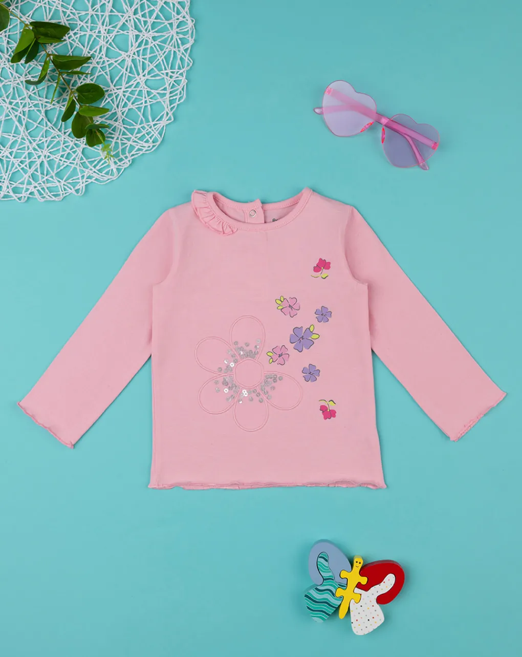 Prenatal Magliette Camicie E Body-T-Shirt Maniche Lunghe Bimba Rosa Oeko-Tex