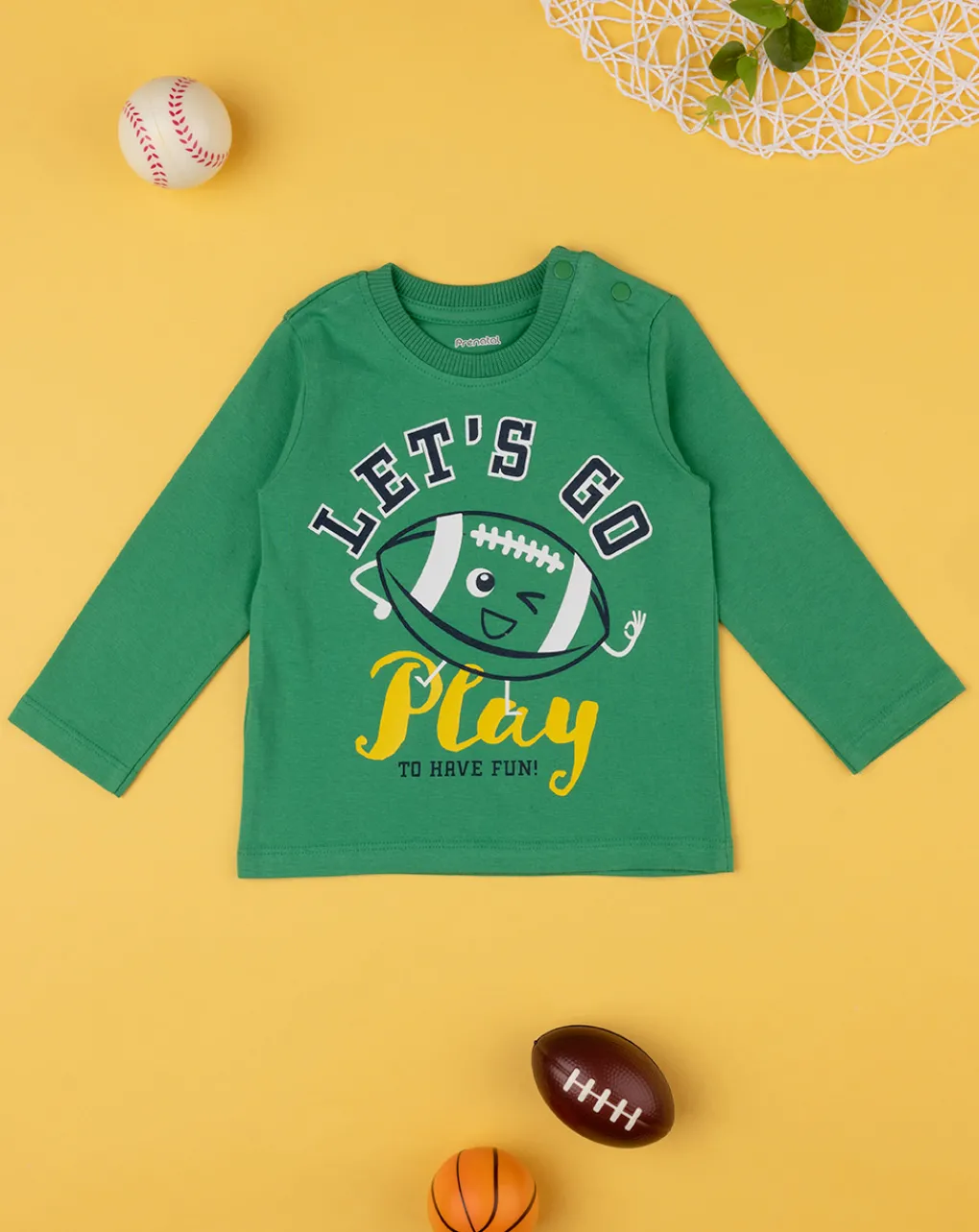 Prenatal Magliette Camicie E Body-T-Shirt Maniche Lunghe Bimbo Verde Con Stampa