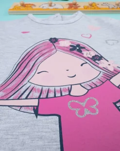 Prenatal Magliette Camicie E Body-T-Shirt Maniche Lunghe Bimba Grigia Con Stampa
