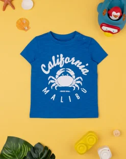 Prenatal Magliette Camicie E Body-T-Shirt Mezza Manica Bimbo Blu Con Stampa