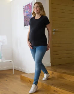 Prenatal T Shirt Allattamento-T-Shirt Premaman Allattamento Nera