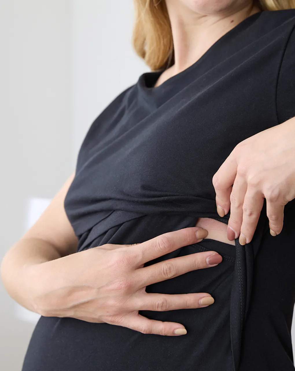Prenatal T Shirt Allattamento-T-Shirt Premaman Allattamento Nera