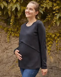 Prenatal T Shirt Allattamento-T-Shirt Premaman Allattamento Nera