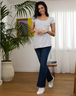 Prenatal T Shirt Allattamento-T-Shirt Premaman Allattamento Grigia