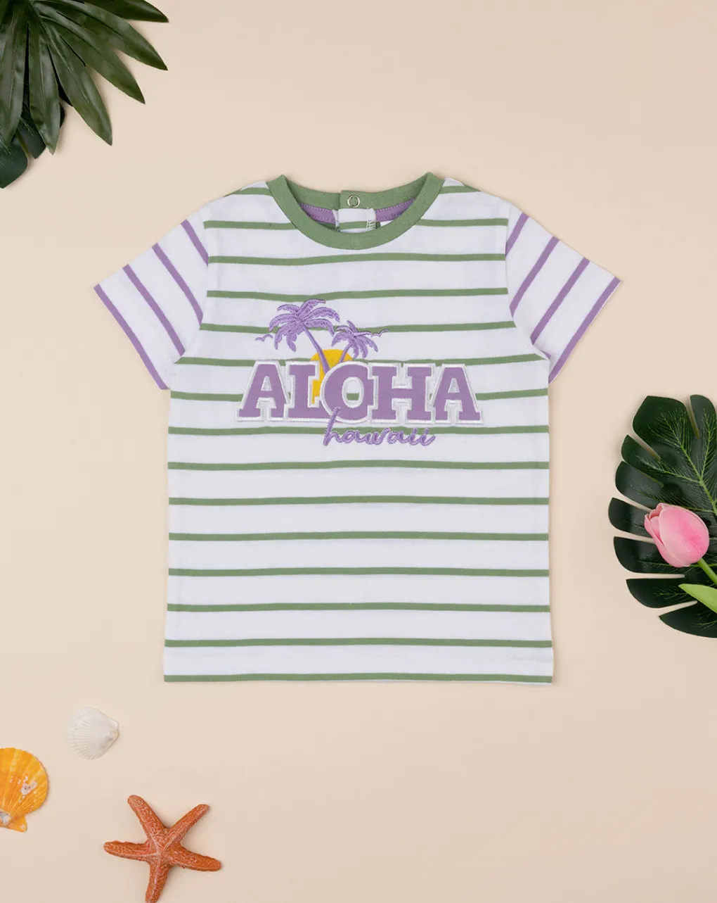 Prenatal Magliette Camicie E Body-T-Shirt Rigata Maniche Corte Da Bambino "Alhoa”