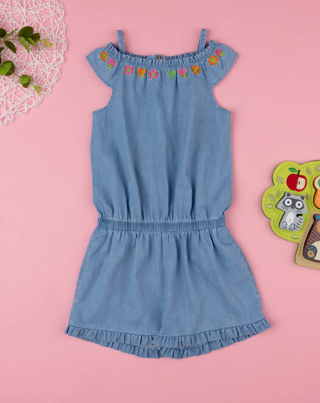 Prenatal Vestiti E Completi-Tutina Chambray Blu Denim Bimba