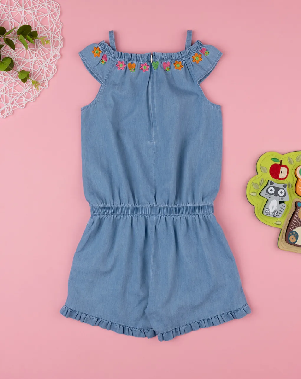 Prenatal Vestiti E Completi-Tutina Chambray Blu Denim Bimba