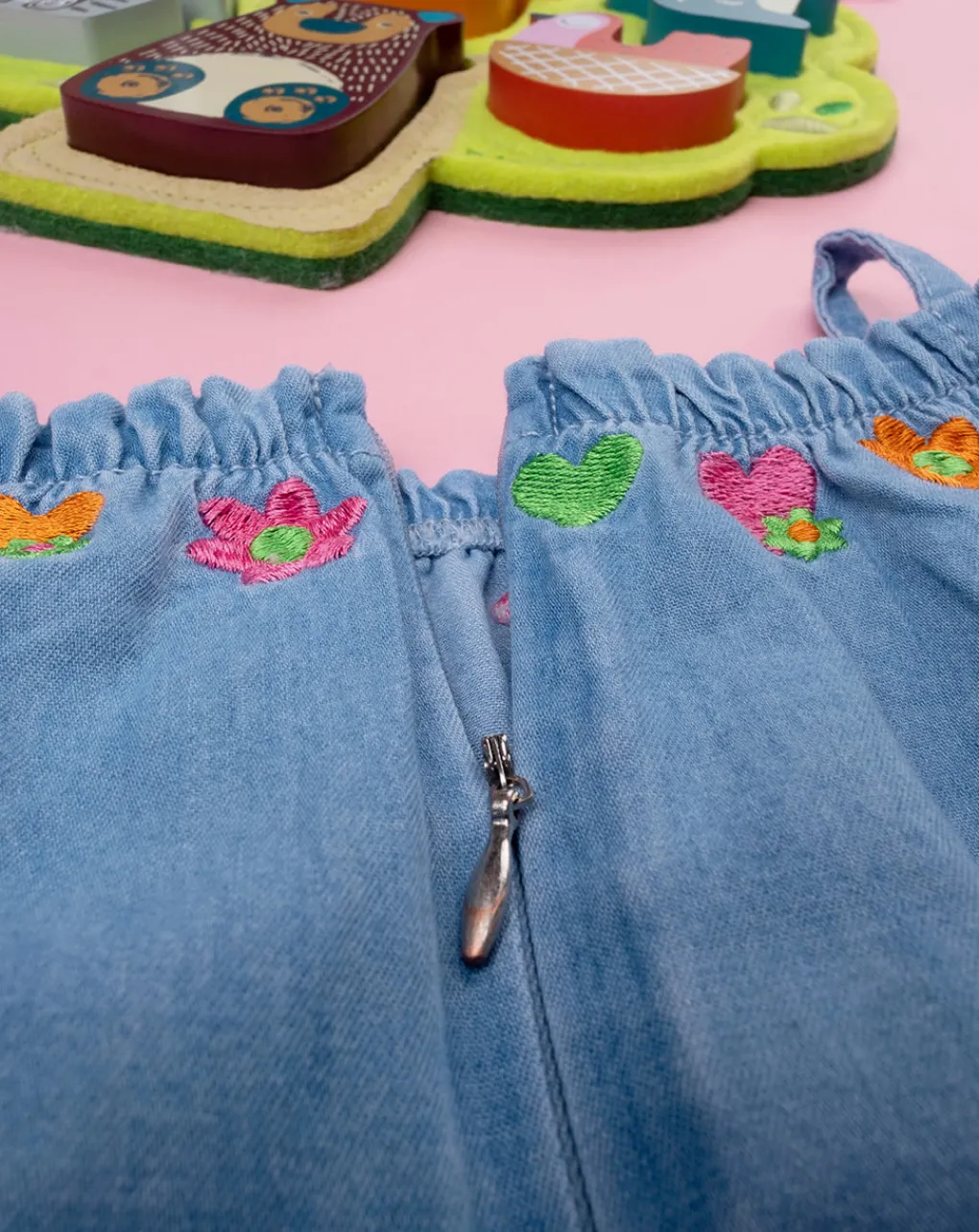 Prenatal Vestiti E Completi-Tutina Chambray Blu Denim Bimba