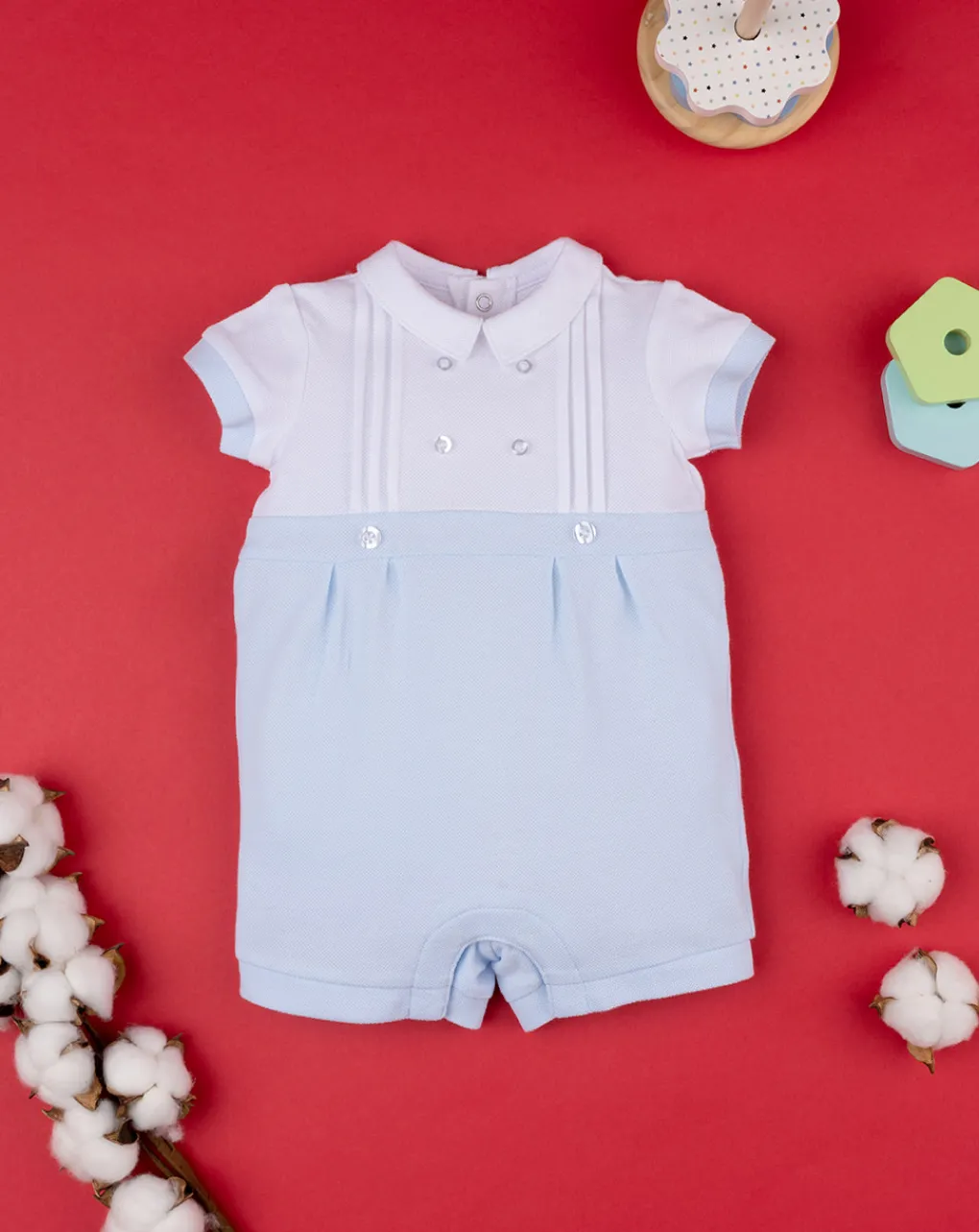 Prenatal Abiti Completi E Tutine-Tutina Piquet Bimbo Bianca/Azzurra
