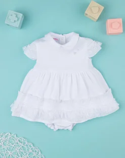 Prenatal Abiti Completi E Tutine-Abito Bimba Bianco Con Pizzo
