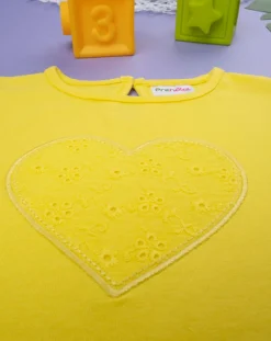 Prenatal Vestiti E Completi-Abito Bimba In Jersey E Sangallo Giallo