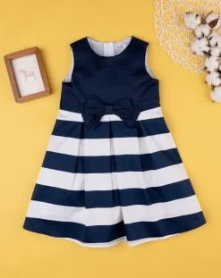 Prenatal Vestiti E Completi-Abito Cotton Satin Bimba Bianco/Blu