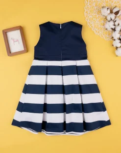 Prenatal Vestiti E Completi-Abito Cotton Satin Bimba Bianco/Blu