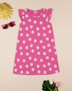 Prenatal Vestiti E Completi-Abito Fucsia Bambina Jersey Margherite Allover